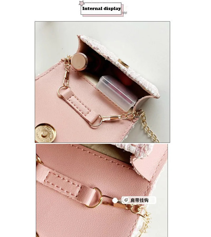 Children Wallet Small Bag Cute Girl Classic Coin Purse Tweed Handbag Flower Beading Princess Kid Money Bag Baby Shoulder Bag 240118