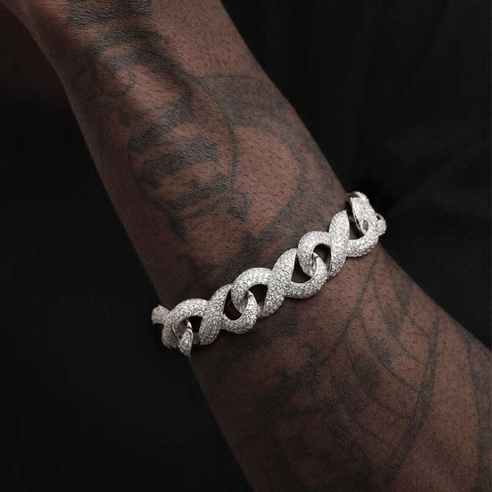 New Design 13mm Infinity Solid Sier Gold Plated Hip Hop Man Necklace Vvs Moissanite Cuban Link Chain