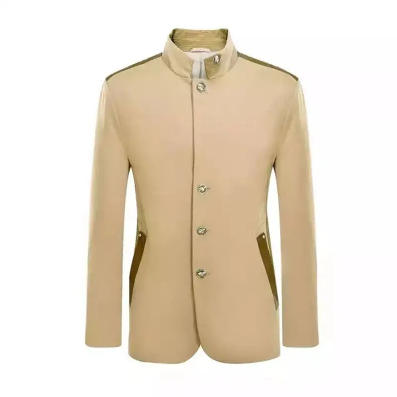 Social Business Casual Men Blazer Spring Autumn Thin Stand Collar Fashion Male Clothes Long Sleeve Slim Cardigans Suit Jackets 240126