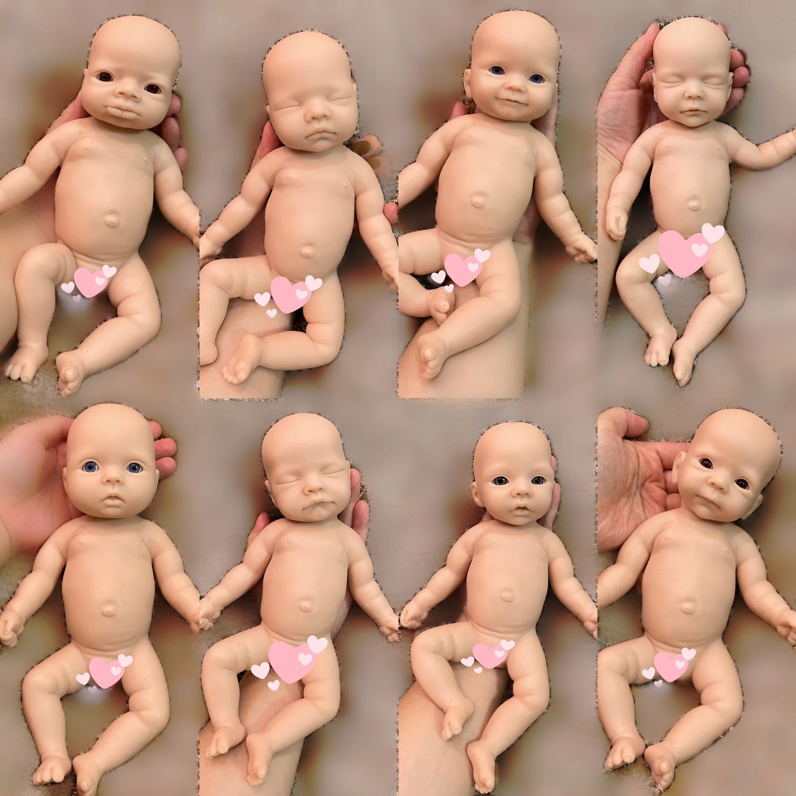 8 styles28cm Cuddly Unpaint Solid Silicone Bebe Reborn Girl Full Body Baby Lifelike Real Corpo De Doll 240122