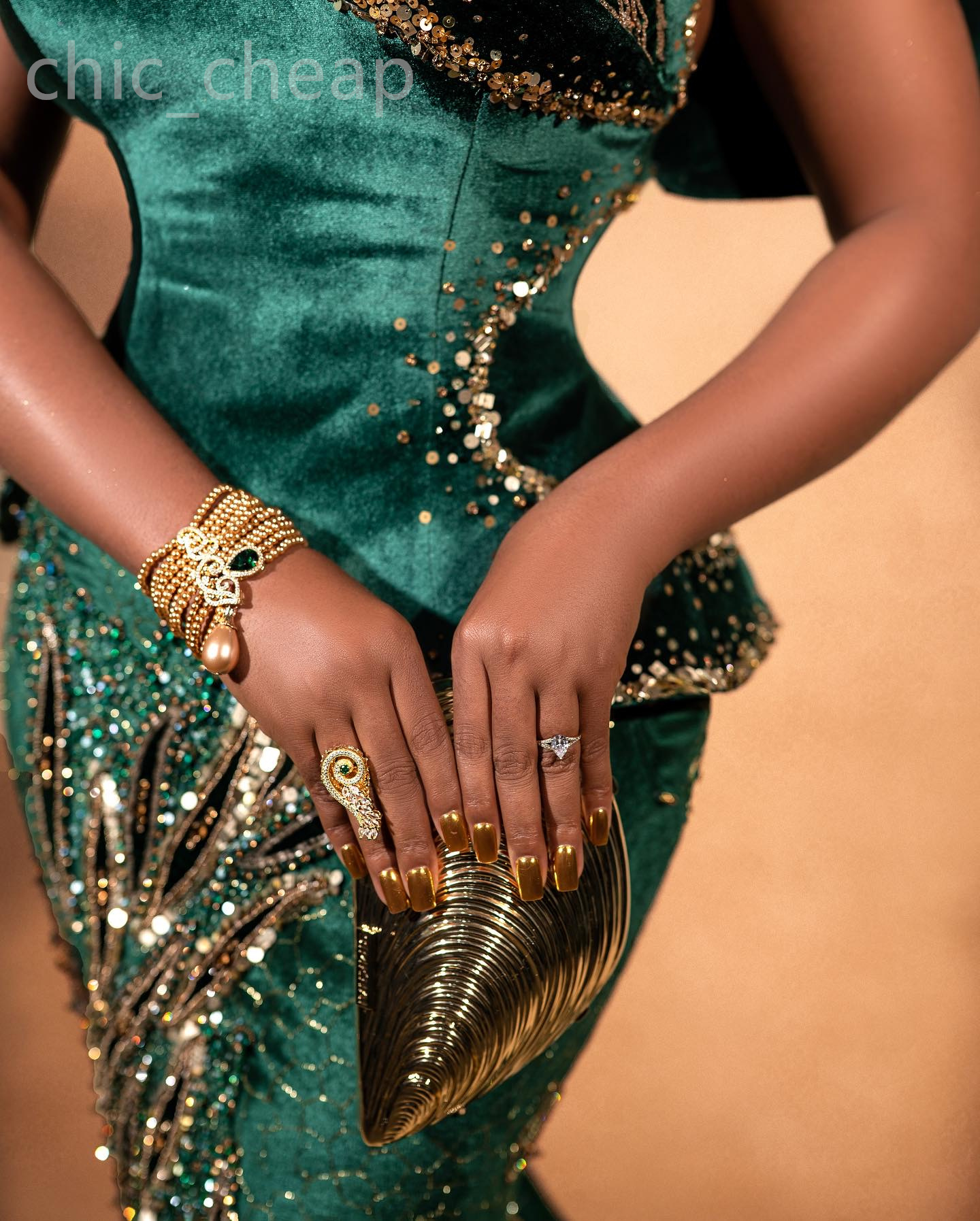 Aso Ebi 2024 Dark Green Mermaid Prom Dress Beaded Sequined Lace Veet Evening Formal Party Second Reception Birthday Engagement Gowns Dresses Robe De S