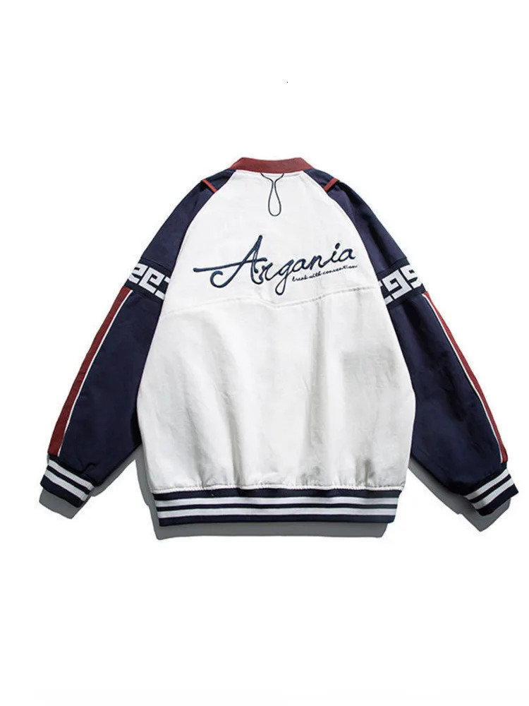 Vintage Y2k Letter Embroidered Jacket Coat Men's Street Trend Wild Pilot Baseball Uniform Couple Casual Loose Racer Jacket 240126