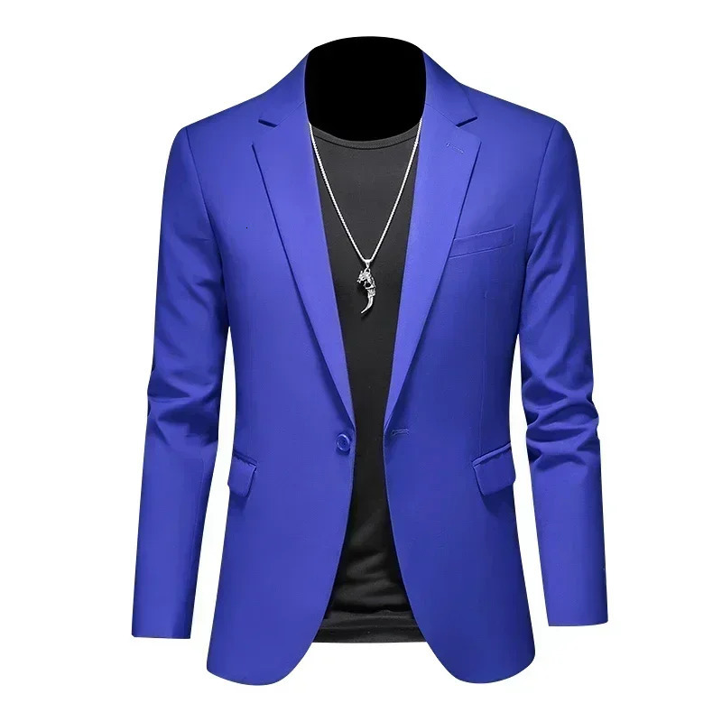 Fashion Mens Business Casual Blazer Black White Red Green Solid Color Slim Fit Jacket Wedding Groom Party Suit Coat M-6XL 240126