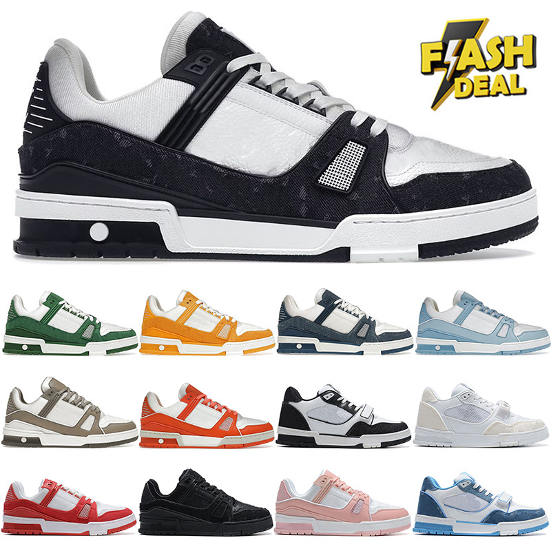2024 Designer shoes Embossed Trainer white black sky blue green denim pink red luxurys Virgil mens casual sneakers luis vuitton shoes trainers