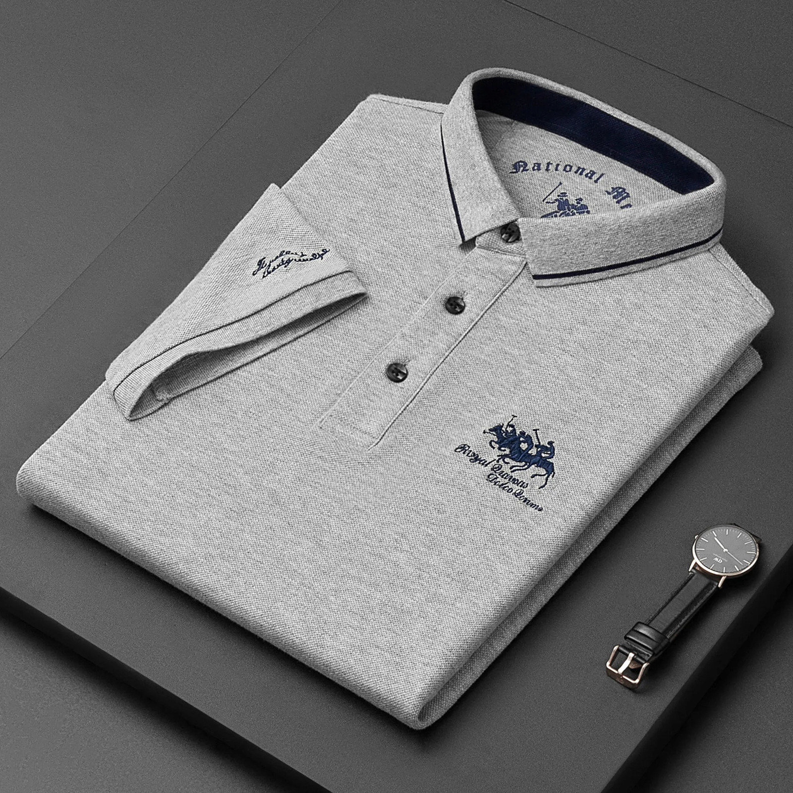2023 Summer Men's Business Short Sleeve Polo Collar Cotton Tshirt Youth Fashion Solid Embroidered Polo Shirt Top Tshirt M4xl 240119