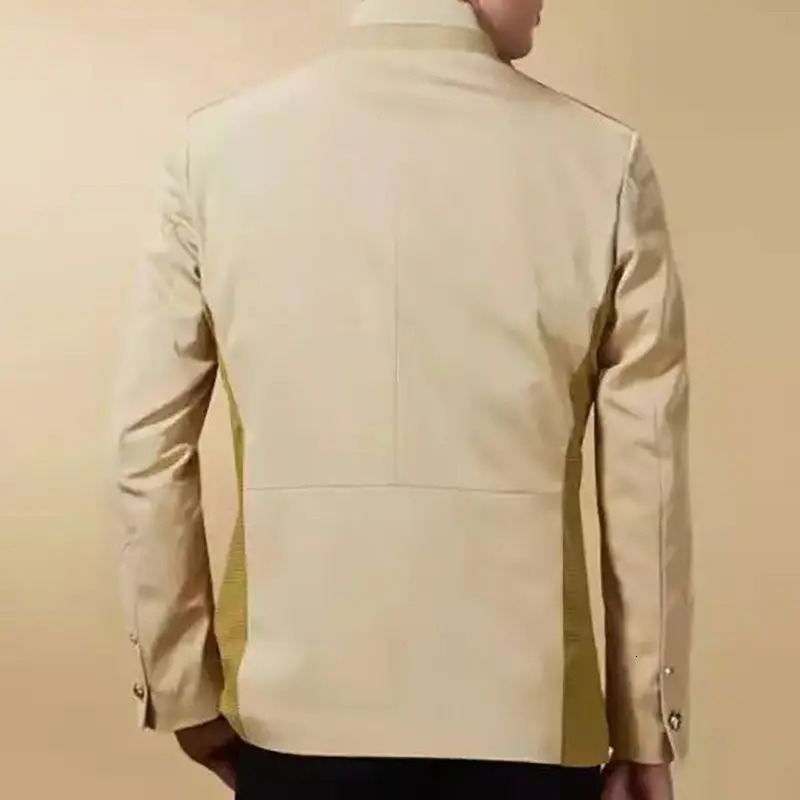 Social Business Casual Men Blazer Spring Autumn Thin Stand Collar Fashion Male Clothes Long Sleeve Slim Cardigans Suit Jackets 240126