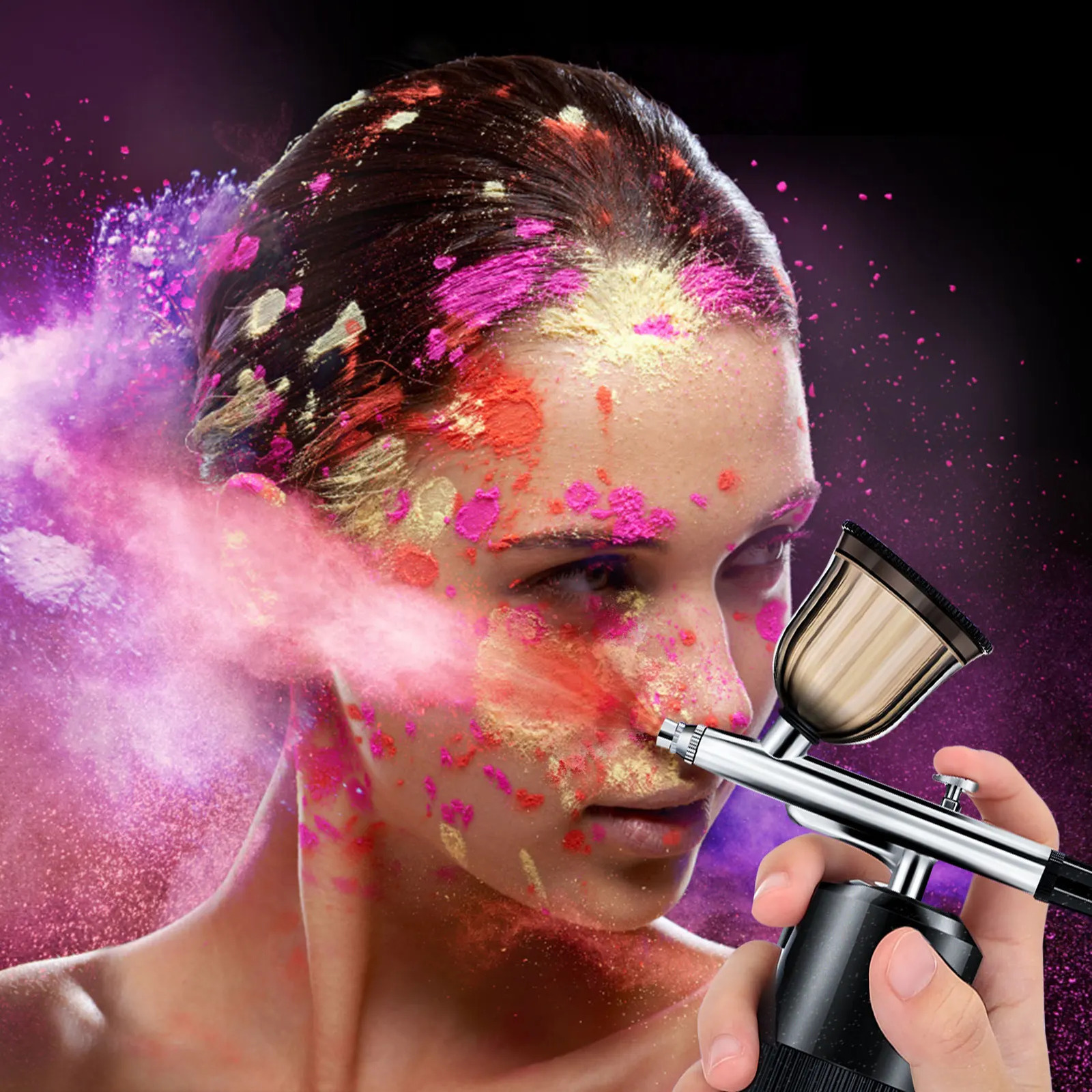 Airbrush Kit with Compressor Air Brush Gun Rechargeable Portable High Pressure Air Brushes with Cleaning Brush Set240129