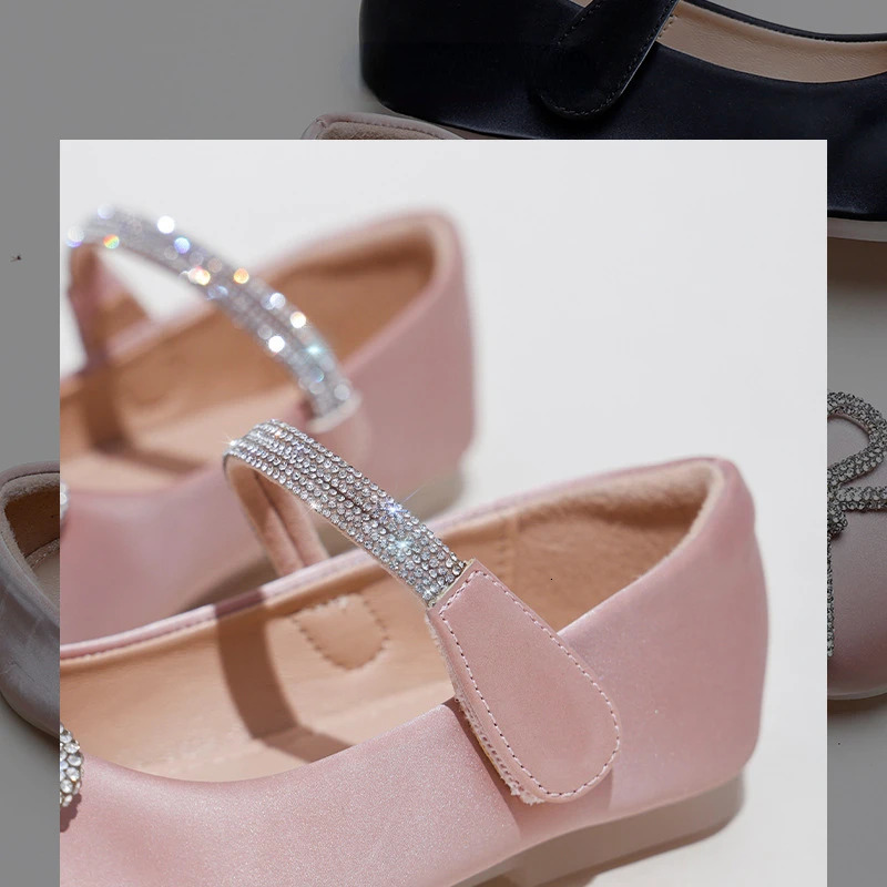 Kids Shoes Pearl Light Princess Shoes Spring Girls' Soft Sole Single Shoes Bow Knot Soft Sole Children's Shoes Mary Janes 240118