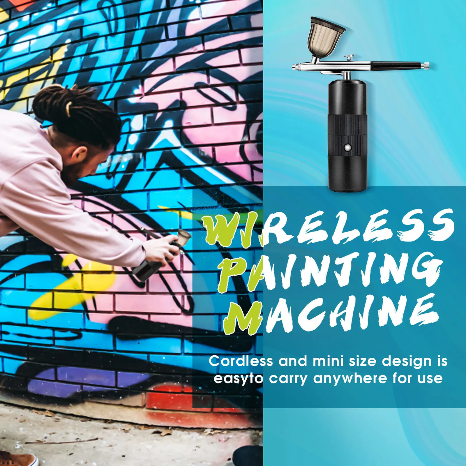 Airbrush Kit with Compressor Air Brush Gun Rechargeable Portable High Pressure Air Brushes with Cleaning Brush Set240129