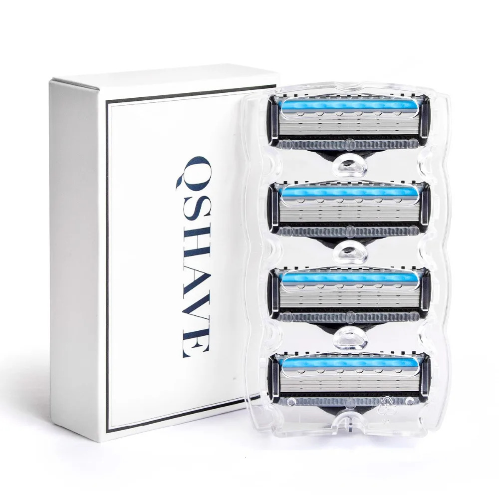 QShave Blue Men Shaving Razor 1 Handle 10 Cartridges1pc X3 Blade 9pcs X5 Blade 240127