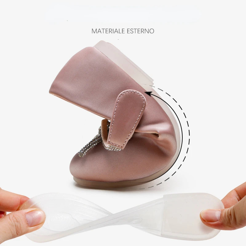 Kids Shoes Pearl Light Princess Shoes Spring Girls' Soft Sole Single Shoes Bow Knot Soft Sole Children's Shoes Mary Janes 240118