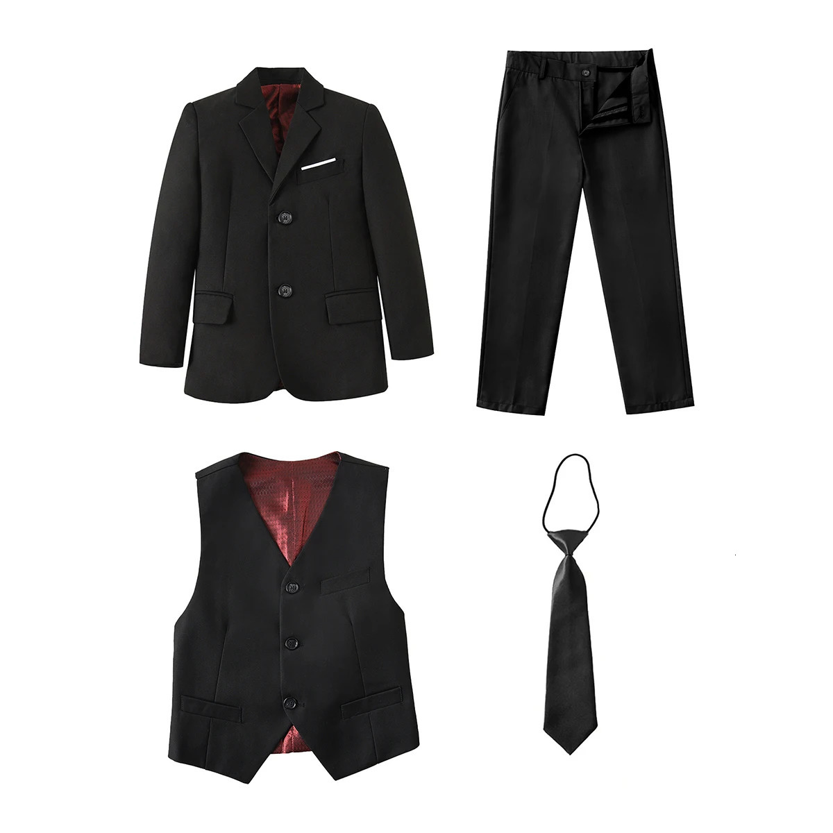 Boys Suits Colorful Formal Suits 4 Piece Slim Fit Dresswear Suit Set Jacket Vest Pants and Tie 240130