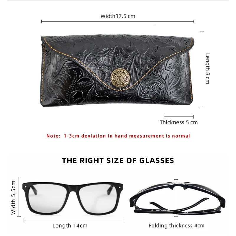 Soft Handmade Genuine Leather Glasses Case Sunglasses Protective Cover Vintage Eye Storage Bag Antiscratch Buckle 240118