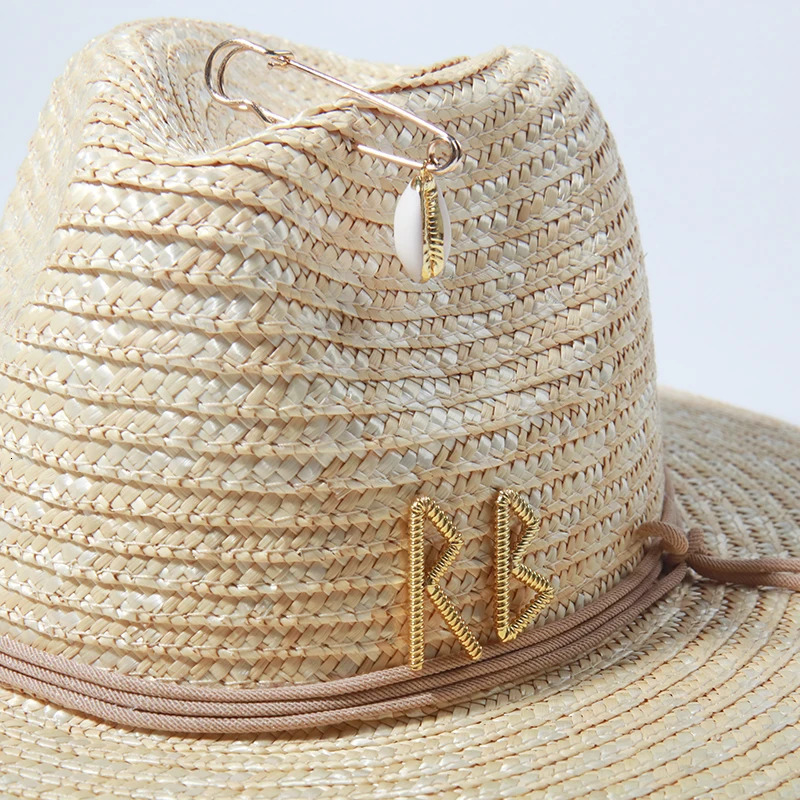 Stylish 2024 Letter Straw Fedora with Chain - Sun Protection Beach & Tea Party Hat dh910320090