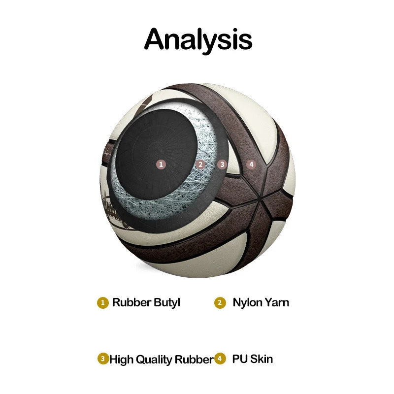 Brown Beige PU Game Basketball Official Size 7 Professional with 4 Layers Outdoor Durable Ball 240127