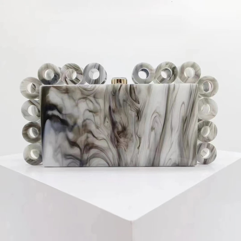 Acrylic clutch bag women er evening party box purse gold ivory black pearl color handbag wholsale 240119