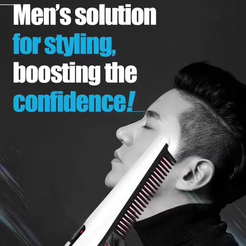 Hair Comb Beard Heating Brush for Men Hair Straightener Multifunctional Electric Beard Straightening Comb Quick Hair Styler 240119