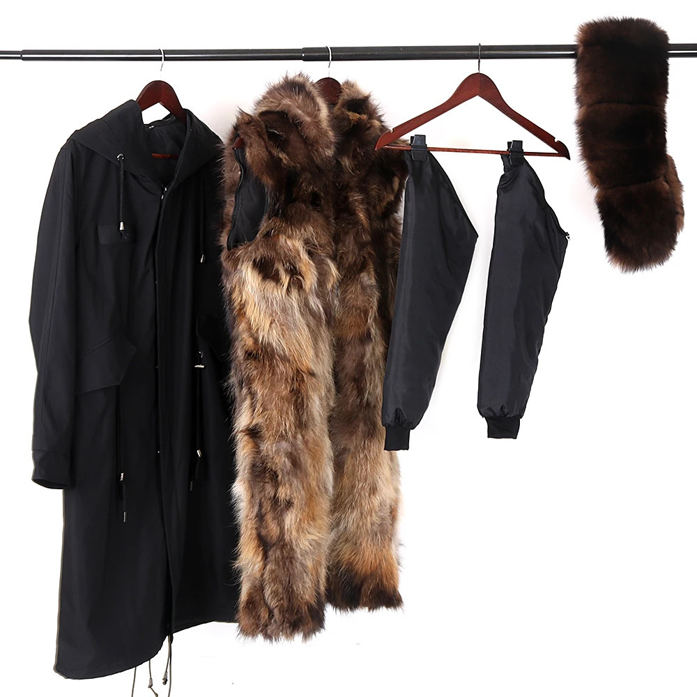 Waterproof Men Parka Winter Jacket Fashion Thick Warm Long Rabbit Fur Coat Man Parkas Natural Fox Fur Outerwear Streetwear 240129