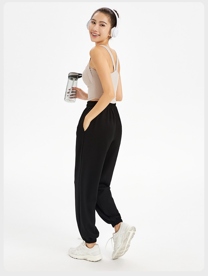 Women Yoga Mid-Rise Oversized Jogger With Pocket Ladies Quickly Dry Drawstring Running Sports Sweatpants Trousers Jogger Girls Gym Fitness