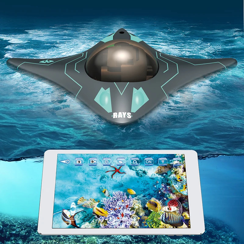 Mini WIFI RC Boat Six-way Real-time Transmission Underwater Camera Speedboat Po Video Remote Control Outdoor Children Toys 240129