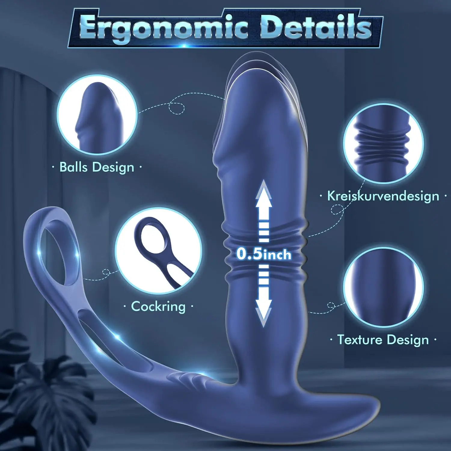 Thrusting Butt Plug for Men with Penis Cock Ring Remote Anal Vibrator Telescopic Vibrating Prostate Stimulator Sex Toy 240202 - view 4