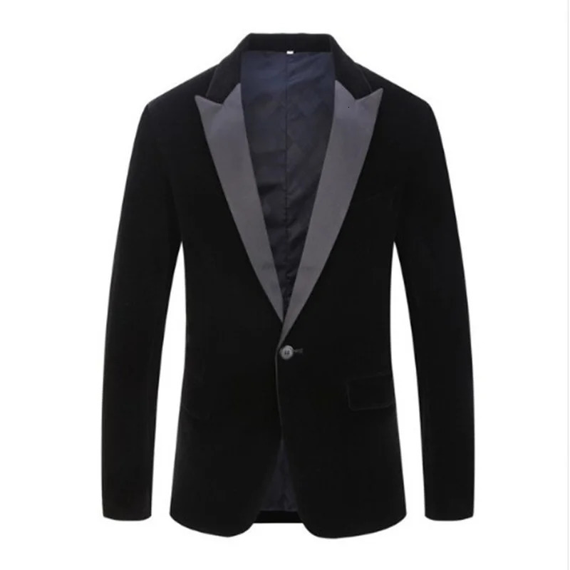 Mens Fashion Trend Velvet Groom Tuxedo Slim Fit Wedding Party Dress Business Casual Suit Jacket Banquet Single Blazers Coat 240124