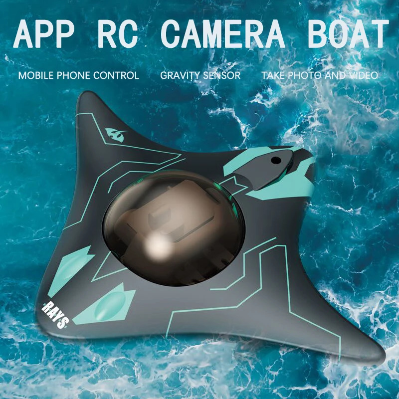 Mini WIFI RC Boat Six-way Real-time Transmission Underwater Camera Speedboat Po Video Remote Control Outdoor Children Toys 240129