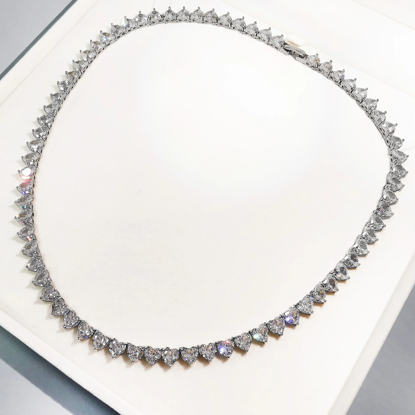 6MM Heart CZ Stone Tennis Chain 3 Colors Iced Out Choker Necklace for Men Women Hiphop Jewelry Gifts 240201