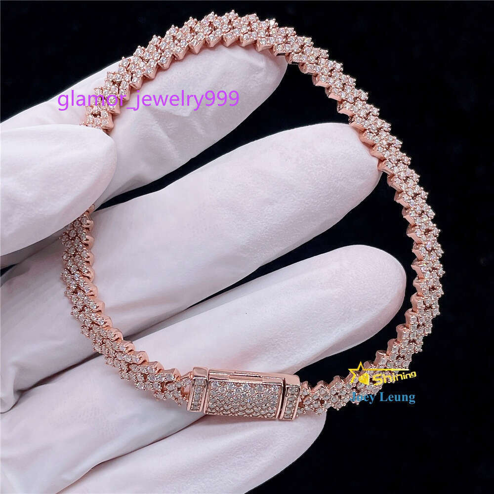 bracelet necklace mossanite Classic Design Hip Hop Jewelry 5mm One Row Stone Vvs Diamond Cuban Bracelet S925 Iced Out Cuban Link Bracelet Women bracel