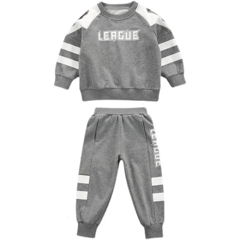 Boys Contrast Sweatshirt Sweatpant 2-Piece Outfit Kids Tracksuit Children Active Work Jumper Jogger Track Pant Sets 3-14 Years 240118