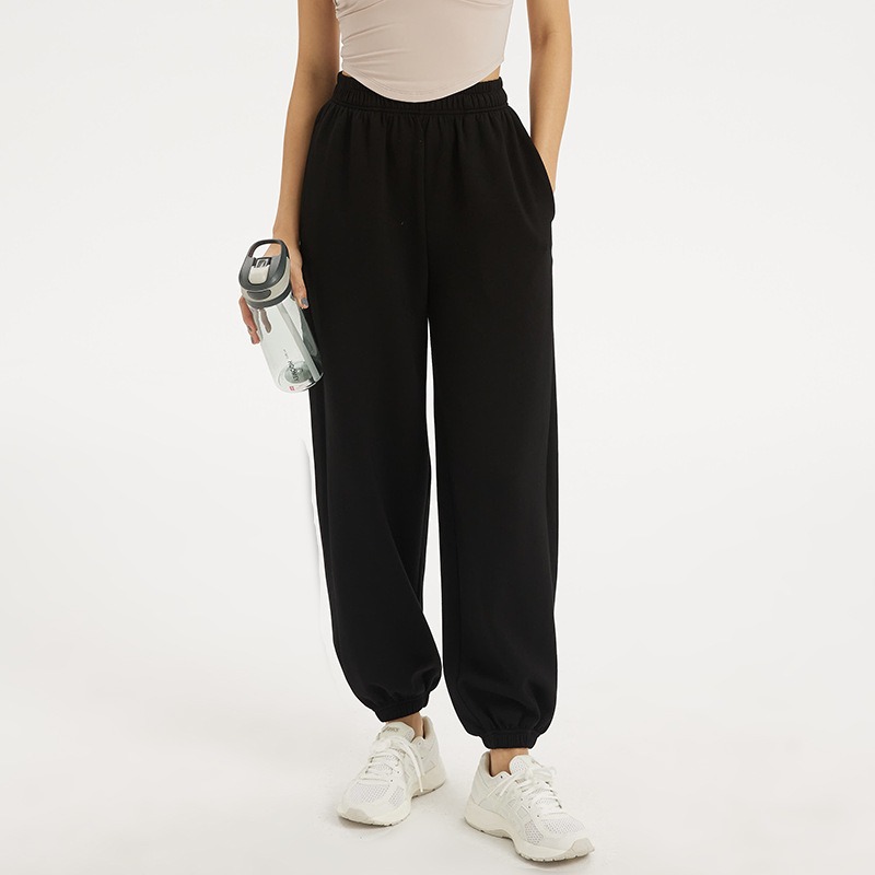 Women Yoga Mid-Rise Oversized Jogger With Pocket Ladies Quickly Dry Drawstring Running Sports Sweatpants Trousers Jogger Girls Gym Fitness