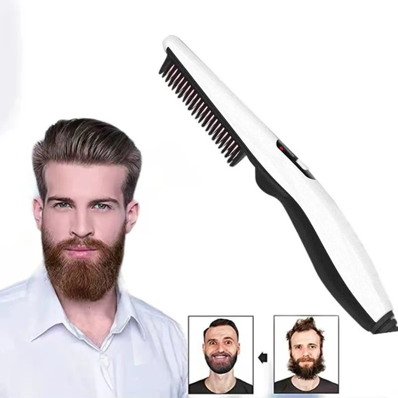 Hair Comb Beard Heating Brush for Men Hair Straightener Multifunctional Electric Beard Straightening Comb Quick Hair Styler 240119