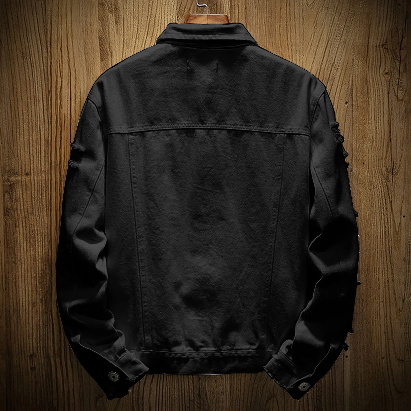 Spring Autumn Mens Jean Jacket Fashion Solid Color Slim Fit Buttoned Denim Jackets Ripped Hole Coat Men Outwear 240202