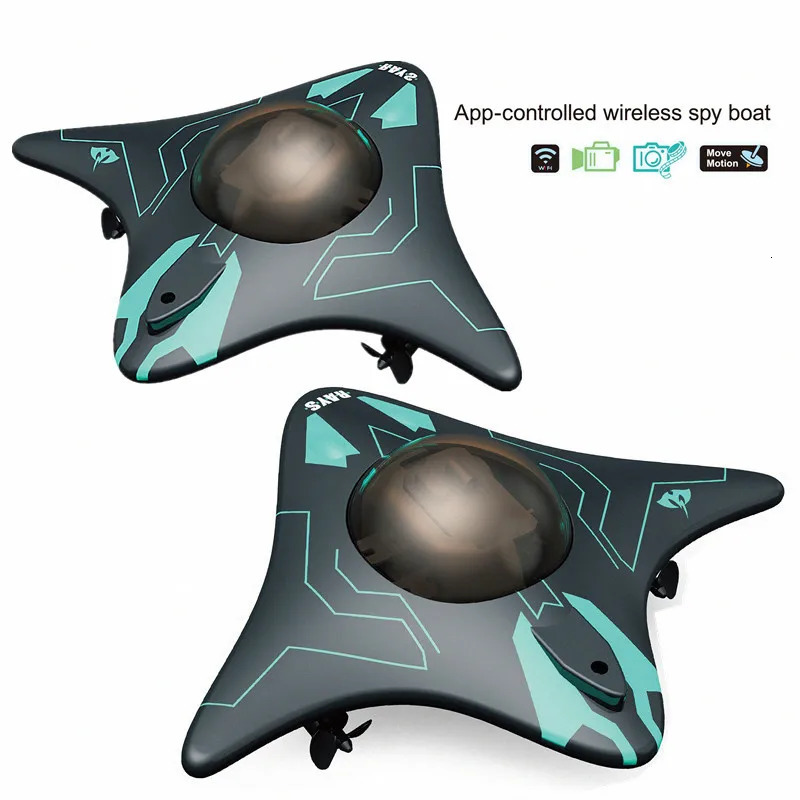 Mini WIFI RC Boat Six-way Real-time Transmission Underwater Camera Speedboat Po Video Remote Control Outdoor Children Toys 240129