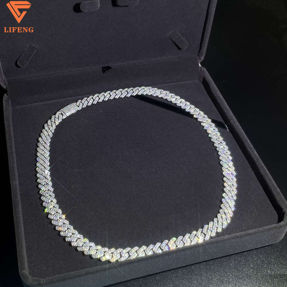 10mm Hip Hop Necklace for Pendant White Sterling Sier Iced Out Vvs Moissanite Dia Cuban Link Chain Men Women