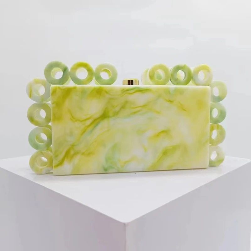 Acrylic clutch bag women er evening party box purse gold ivory black pearl color handbag wholsale 240119