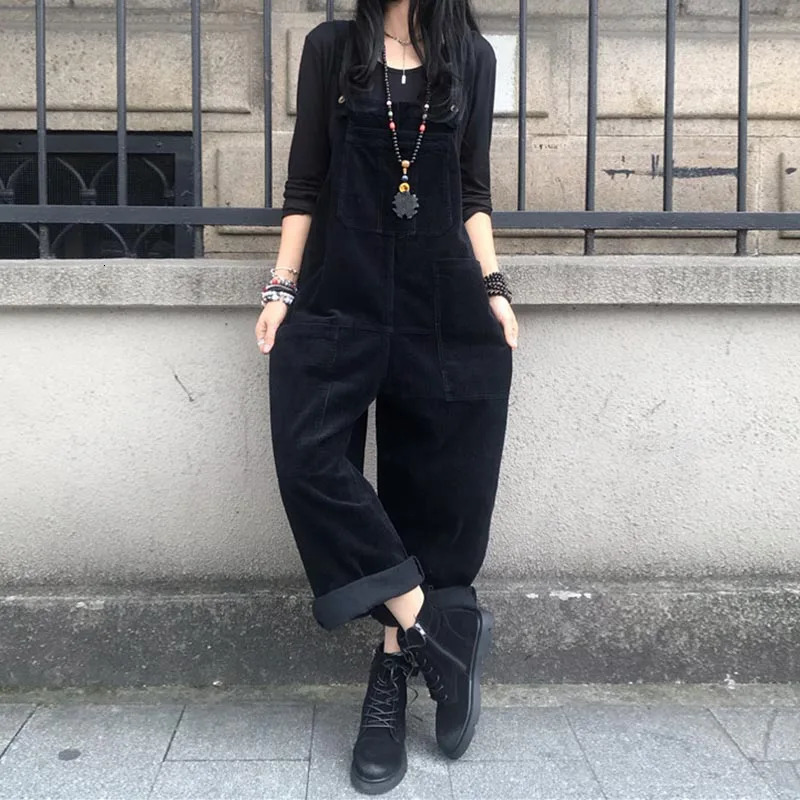Vintage Corduroy Jumpsuits Womens Autumn Pants ZANZEA Casual Suspender Wide Leg Playsuits Rompers Trousers 240129