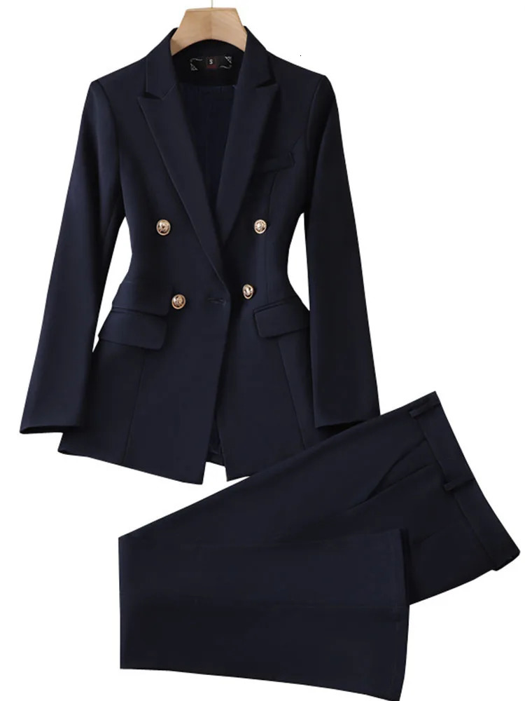 Lanjia- Elegant Pant Suits For Women Long Sleeve Korean Fashion Office Two Piece Slim Double Breasted Spring Summer 240127 Fb68c