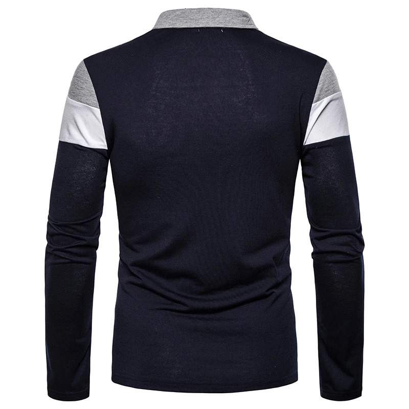 Men's Long Sleeved Polo Shirt Casual Three Color Patchwork Golf Wear Highquality Autumn Top Men's Fashion Clothing 240119