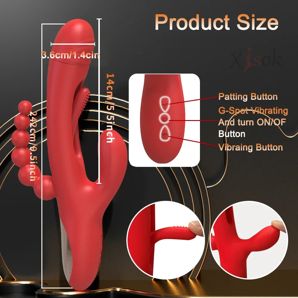 Tapping Flapping Rabbit Vibrator for Women Nipple Clitoris Stimulator Vaginal G Spot Vibrating Female Masturbator Adult Sex Toy 240129