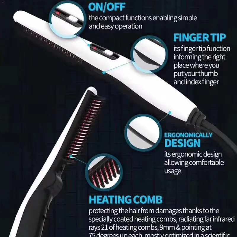 Hair Comb Beard Heating Brush for Men Hair Straightener Multifunctional Electric Beard Straightening Comb Quick Hair Styler 240119