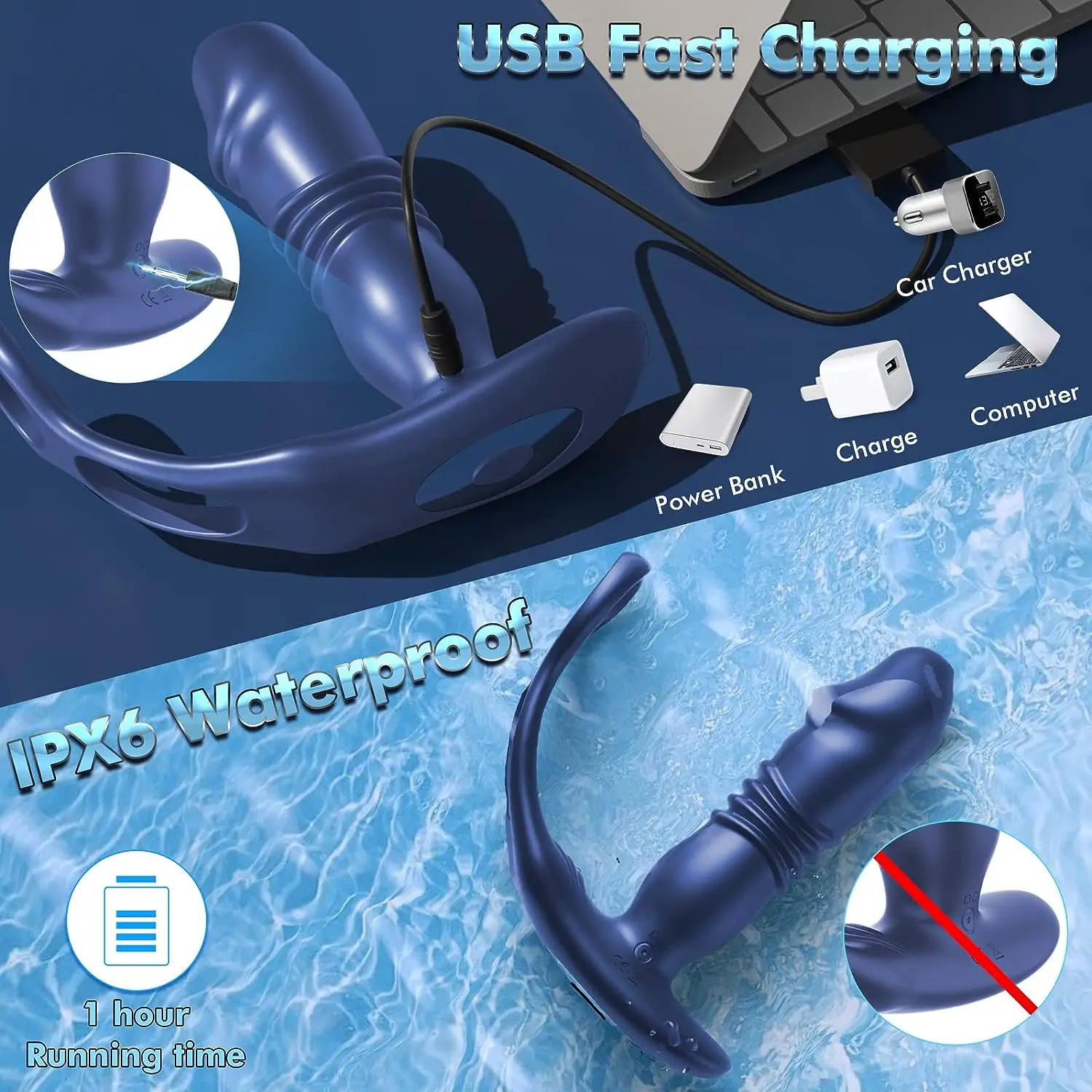 Thrusting Butt Plug for Men with Penis Cock Ring Remote Anal Vibrator Telescopic Vibrating Prostate Stimulator Sex Toy 240202 - view 7
