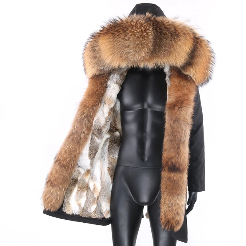 Waterproof Men Parka Winter Jacket Fashion Thick Warm Long Rabbit Fur Coat Man Parkas Natural Fox Fur Outerwear Streetwear 240129