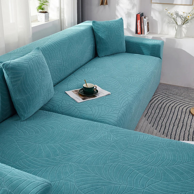 LYLYNA Waterproof Jacquard Sofa Covers Thick Elastic Corner Solid Couch Cover L Shaped Slipcover Protector 1234 Seater 240119