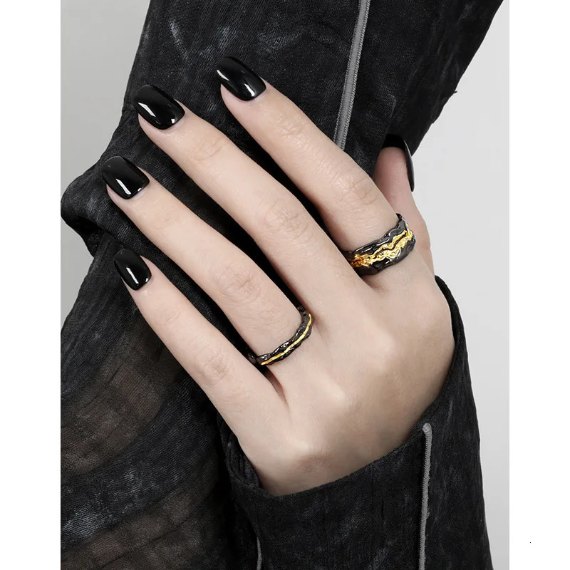 FINS Original Irregular S925 Sterling Silver Open Rings for Women Men Color Separation Stacked Punk Rock Finger Fine Jewelry 240125