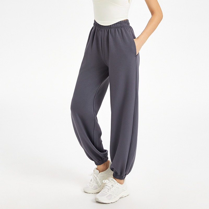 Women Yoga Mid-Rise Oversized Jogger With Pocket Ladies Quickly Dry Drawstring Running Sports Sweatpants Trousers Jogger Girls Gym Fitness