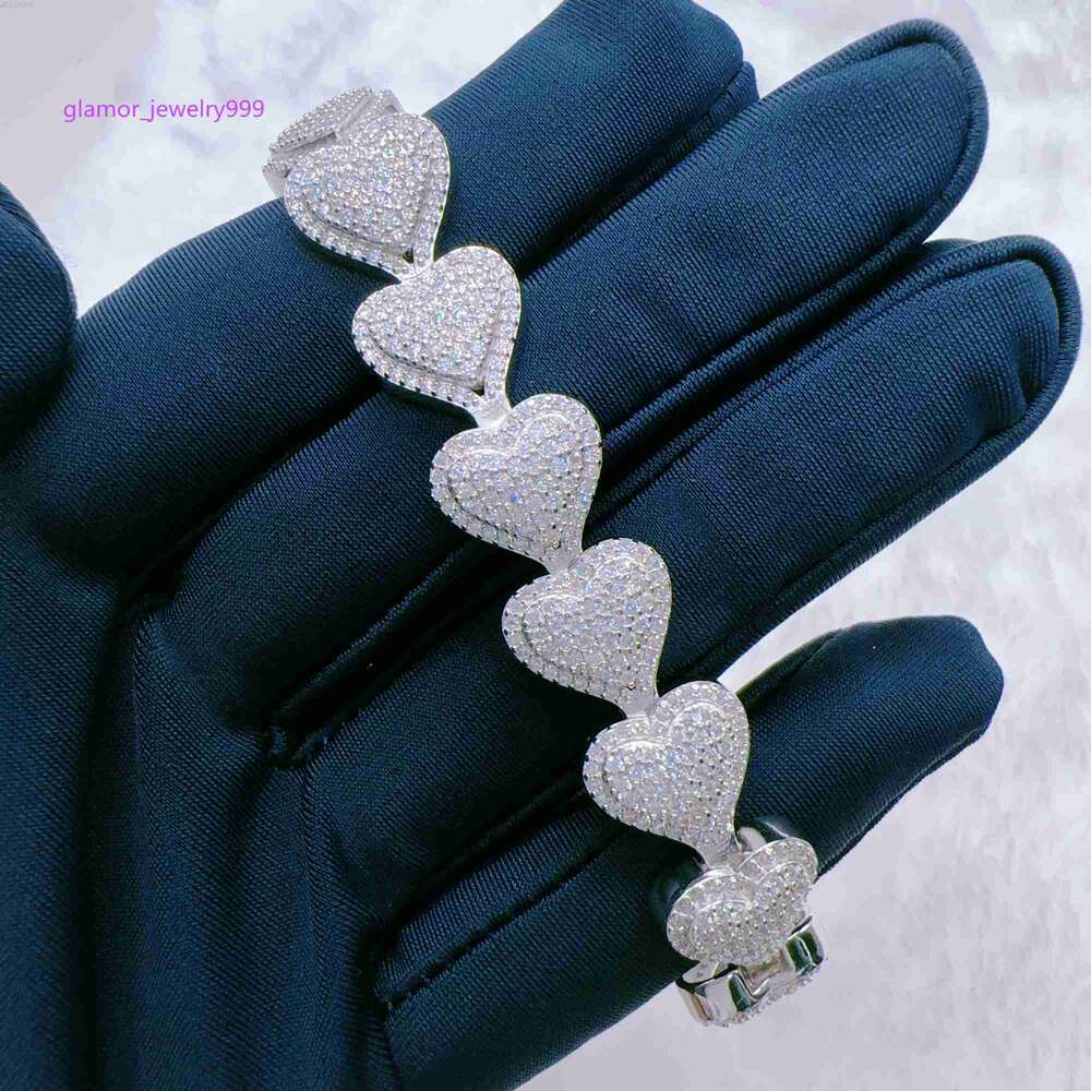 bracelet necklace mossanite Factory VVS Diamond Chain 925 Silver Hip Hop Jewelry Cuban Link Chain Rock Iced Out Clustered BraceletMoissanite bracelet