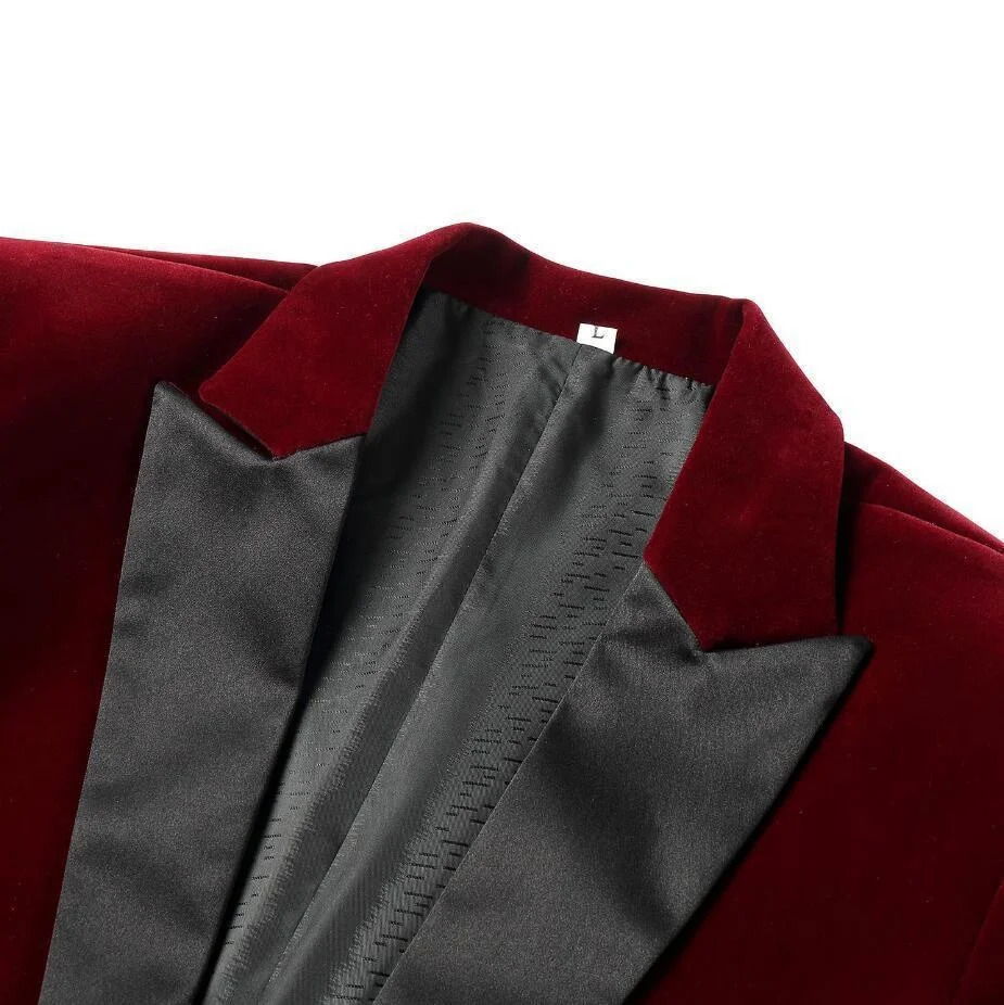 Mens Fashion Trend Velvet Groom Tuxedo Slim Fit Wedding Party Dress Business Casual Suit Jacket Banquet Single Blazers Coat 240124