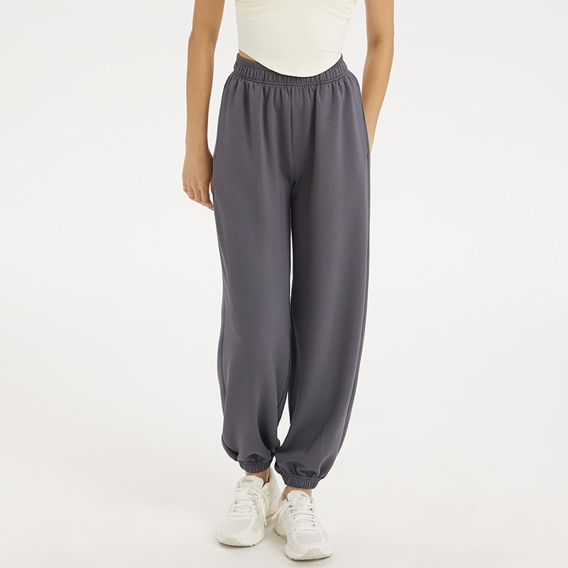 Women Yoga Mid-Rise Oversized Jogger With Pocket Ladies Quickly Dry Drawstring Running Sports Sweatpants Trousers Jogger Girls Gym Fitness