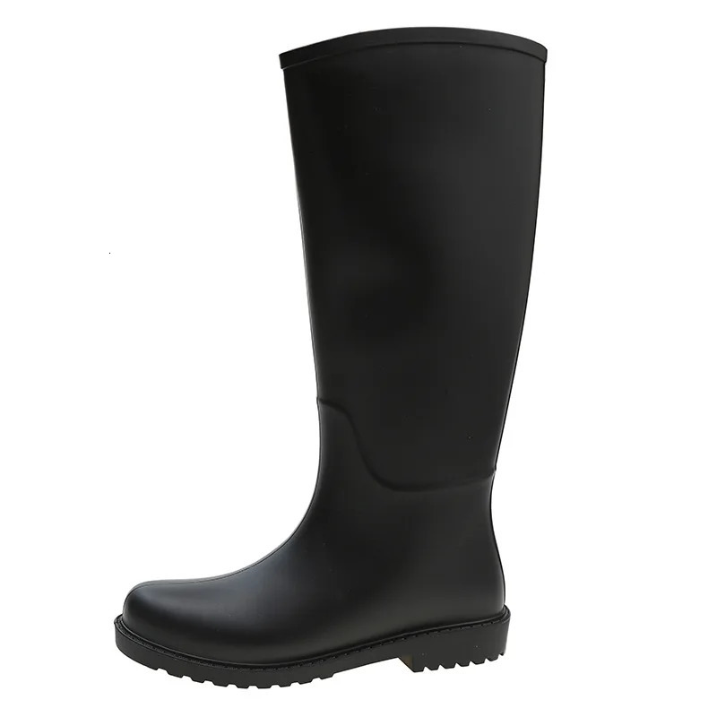 Women Fashion Knee-high Rain Waterproof Rubber Rainboots Tall Working Boots Outside Water Shoes New Wellies 240125